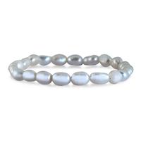 6-7MM Natural Freshwater Silver Grey Pearl Stretch Bracelet