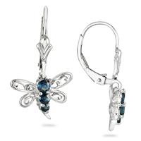 1/2 Carat Sapphire Butterfly Hoop Earrings in .925 Sterling Silver