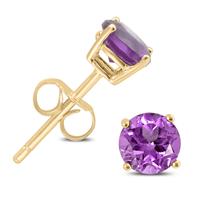 5mm Amethyst Stud Earrings in Yellow Plated .925 Sterling Silver