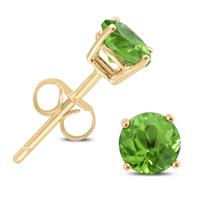 5mm Peridot Stud Earrings in Yellow Plated .925 Sterling Silver