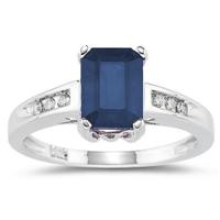Sapphire  and Diamond Ring in 14k white Gold 