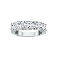 2 1/2 Carat TW Five Stone Diamond Wedding Band in 14K White Gold 