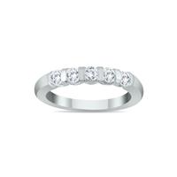 1/2 Carat TW Five Stone Bar Set Diamond Wedding Band in 14K White Gold