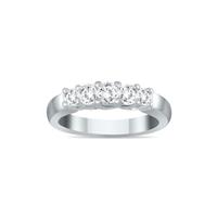 3/4 Carat TW Five Stone Diamond Wedding Band in 10K White Gold