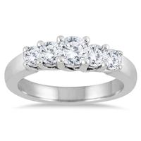 1 Carat TW Five Stone Diamond Wedding Band in 10K White Gold