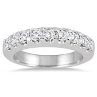 1 Carat TW Nine Stone Diamond Wedding Band in 10K White Gold 