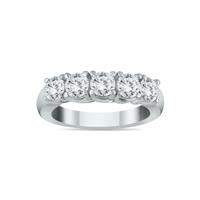 2 Carat TW Five Stone Diamond Wedding Band in 14K White Gold 