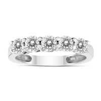 1 Carat TW Five Stone Diamond Wedding Band in 14K White Gold 