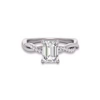 Agatha Twisted Pave Ring with Certified 2 Carat Lab-Grown Emerald Cut Diamond in 14K White Gold