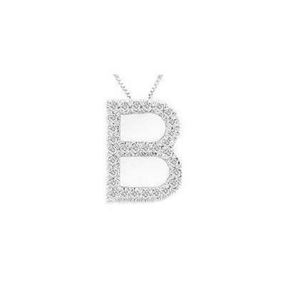 Alphabet B Diamond Initial Pendant in 14k White Gold