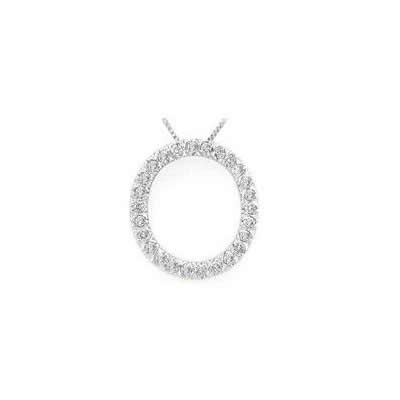 Diamond Oval Pendant in 14k White Gold