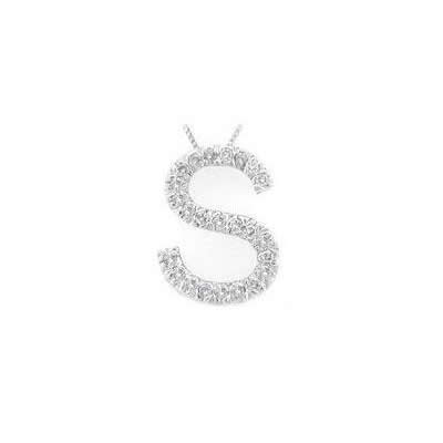Alphabet S Diamond Initial Pendant in 14k White Gold