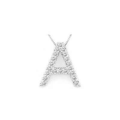 Alphabet A Diamond Initial Pendant in 14k White Gold