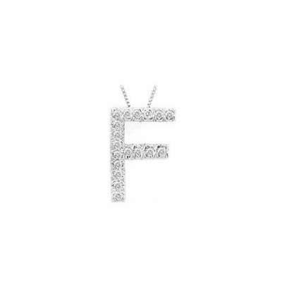 Alphabet F Diamond Initial Pendant in 14k White Gold