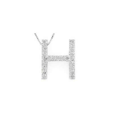 Alphabet H Diamond Initial Pendant in 14k White Gold