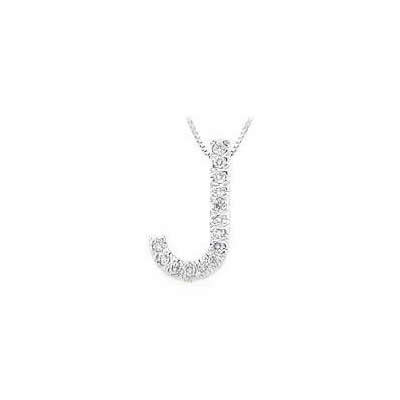 Alphabet J Diamond Initial Pendant in 14k White Gold