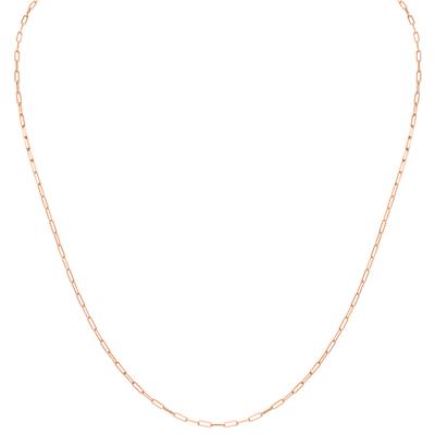 14K Pink Gold 1.5MM Dainty Paperclip Necklace With Lobster Clasp - 18 Inch