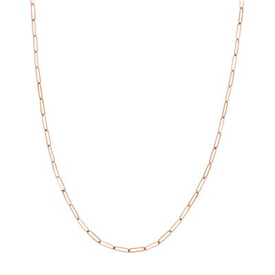 14K Solid Rose Gold Paperclip Necklace - 20 inch