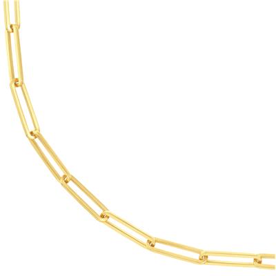 14K Solid Yellow Gold 3.95mm Paperclip Necklace - 24 inch