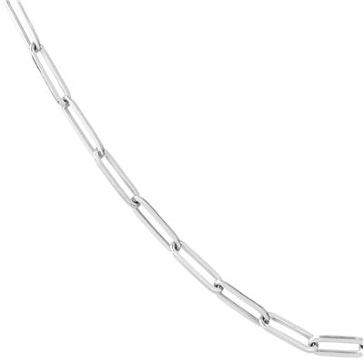 14K Solid White Gold 3.80mm Paperclip Necklace - 20 Inch