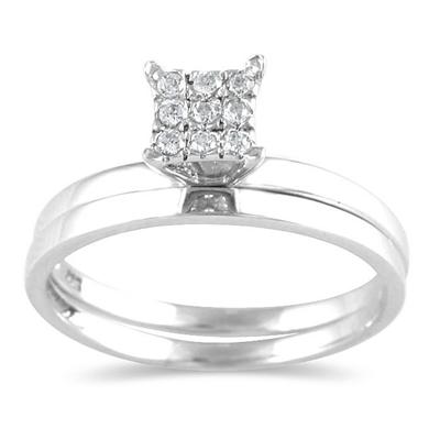 0.10 CTW Diamond Bridal Set in 10K White Gold