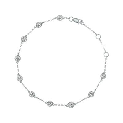 2 Carat TW Bezel Set Lab Grown Diamond Station Bracelet in 14K White Gold
