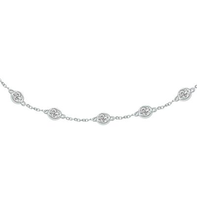2 Carat TW Bezel Set Lab Grown Diamond Station Bracelet in 14K White Gold
