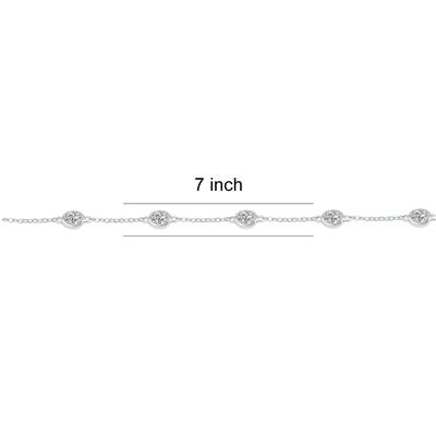 2 Carat TW Bezel Set Lab Grown Diamond Station Bracelet in 14K White Gold