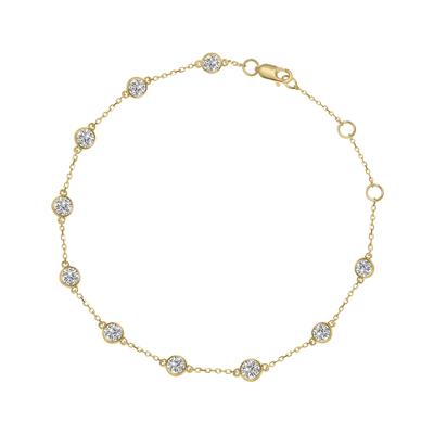 2 Carat TW Bezel Set Lab Grown Diamond Station Bracelet in 14K Yellow Gold