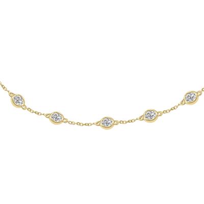 2 Carat TW Bezel Set Lab Grown Diamond Station Bracelet in 14K Yellow Gold