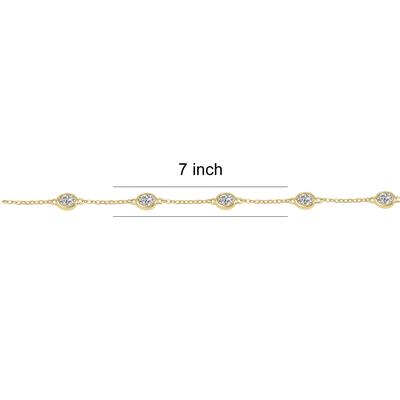 2 Carat TW Bezel Set Lab Grown Diamond Station Bracelet in 14K Yellow Gold