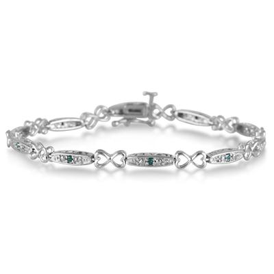 1/5 Carat Natural Blue Diamond I Love You Bracelet in .925 Sterling Silver
