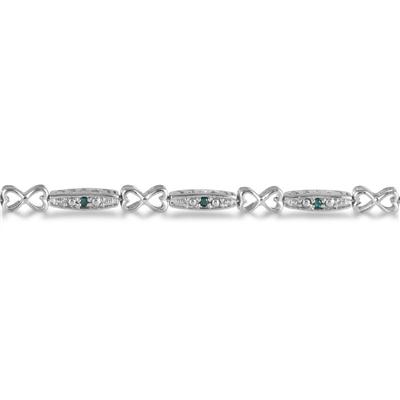 1/5 Carat Natural Blue Diamond I Love You Bracelet in .925 Sterling Silver