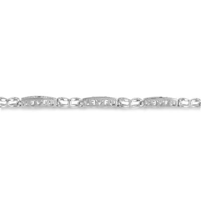 1/5 Carat Natural Blue Diamond I Love You Bracelet in .925 Sterling Silver