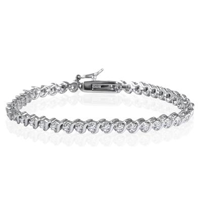 1/4 Carat Diamond S Link Bracelet in .925 Sterling Silver