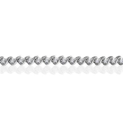 1/4 Carat Diamond S Link Bracelet in .925 Sterling Silver