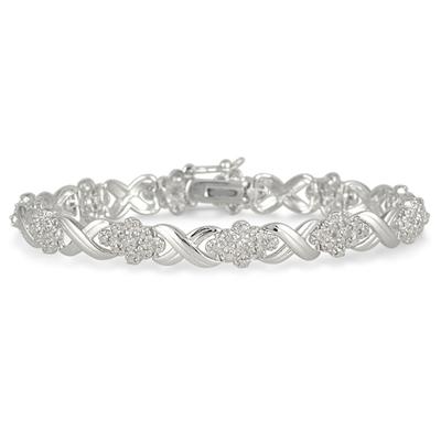 1.00 Carat TW Round Diamond Bracelet in .925 Sterling Silver