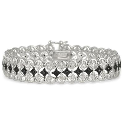 1 Carat Black and White Diamond Byzantine Bracelet in .925 Sterling Silver