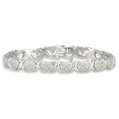 1 Carat TW Diamond Heart Bracelet in .925 Sterling Silver