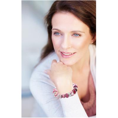 Commemorative Breast Cancer Awareness Pacific Glass Bead Bracelet 