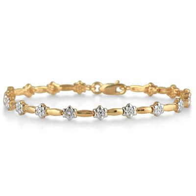 18K Gold Plated Diamond Bud Bracelet in .925 Sterling Silver