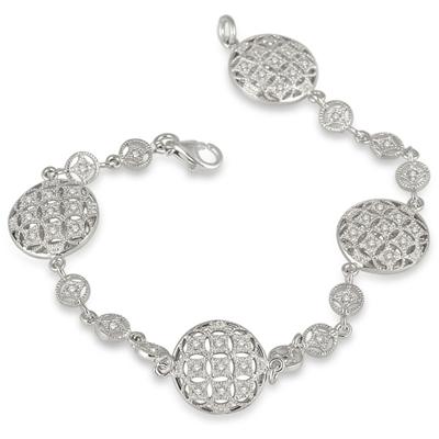 1/2 Carat Antique Byzantine Bracelet in .925 Sterling Silver