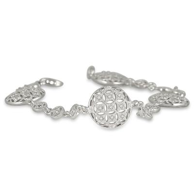 1/2 Carat Antique Byzantine Bracelet in .925 Sterling Silver