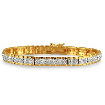 18K Gold Plated 1/4 Carat Diamond Rolex Bracelet in .925 Sterling Silver 