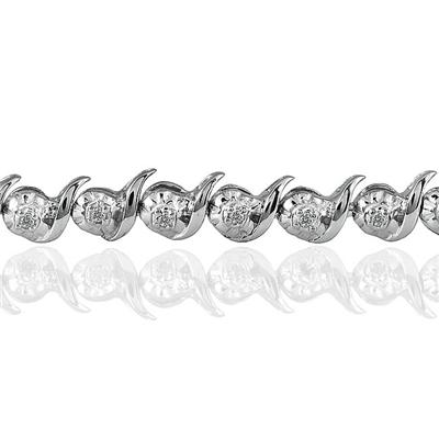 1/4 Carat Diamond S-Link Bracelet in Rhodium Plated Brass