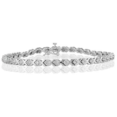 1 Carat TW Diamond X Bracelet in 14k White Gold