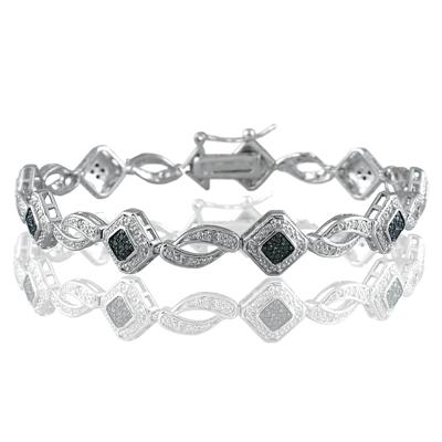 1/3 Carat TW Genuine Black and White Diamond Bracelet in .925 Sterling Silver