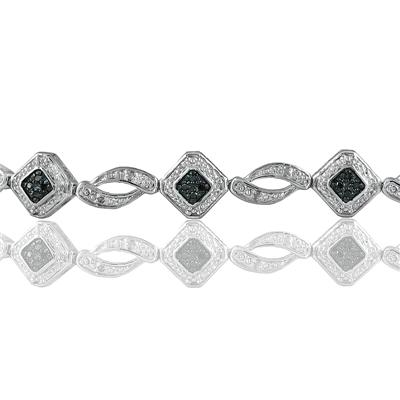 1/3 Carat TW Genuine Black and White Diamond Bracelet in .925 Sterling Silver