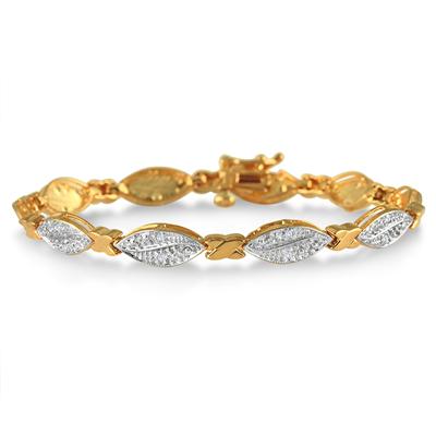 1/5 Carat Diamond Bracelet in 18K Yellow Gold Plated Sterling Silver