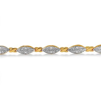1/5 Carat Diamond Bracelet in 18K Yellow Gold Plated Sterling Silver